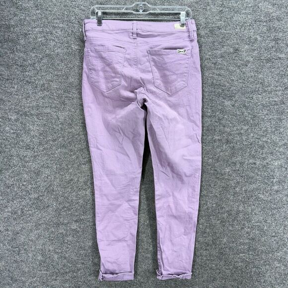 Seven7 Jeans Women 8 Purple Denim Light Wash Mid Rise Ankle Skinny Cuffed - Picture 2 of 8